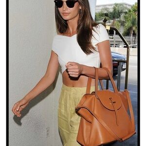 Cream Hobo-Style Leather Bag with Long Strap